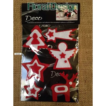 Vánoční dekorace Ornament - filc samolepící 6 ks červená