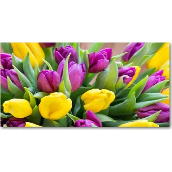 Obraz Foto obraz sklo tvrzené Barevné tulipány