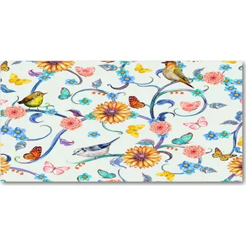 Obraz Foto-obraz na skle horizontální Květiny a ptáci