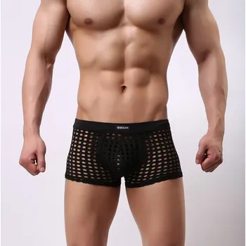 Pánské erotické prádlo Pánské erotické rafinované dírkované boxerky Černá XL