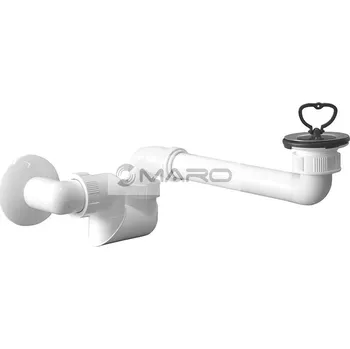 Sifon Plast Brno Sifon umyvadlový prostorově úsporný s výpustí, s nerezovou mřížkou, se zátkou s očkem, odpad 40 mm, ESB0542