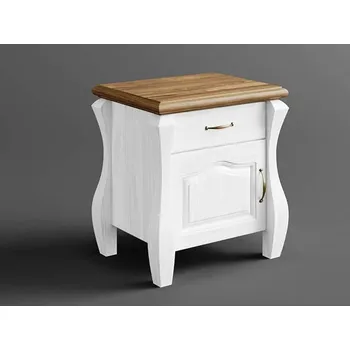 Šatní skříň Rustikální noční stolek AUSTIN Romance z masivu Barevné provedení: Bílá - hnědá 22-05