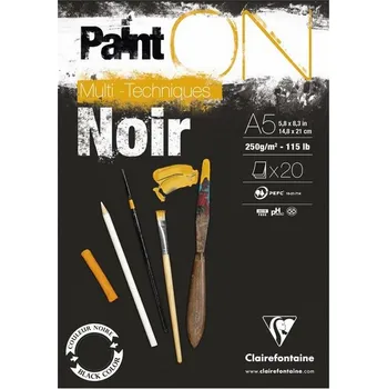 Blok CLAIREFONTAINE Paint'On Black, A5, 250g, 20 listů