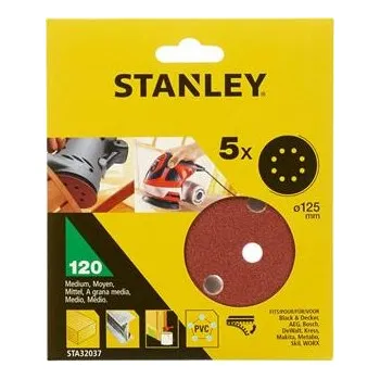 Brusný papír Stanley papíry pro excentrickou brusku O 125 mm P120, 5 ks