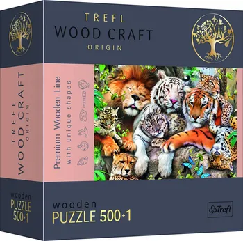 Puzzle Trefl Wood Craft Origin Divoké kočky v džungli 501 dílků