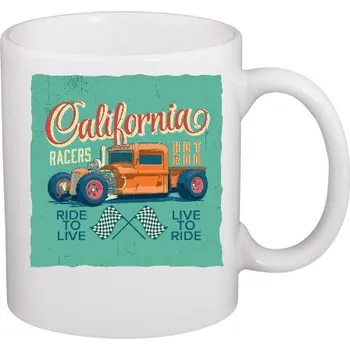 Hrnek malý bílý s potiskem Hotrod