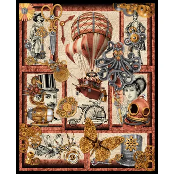 US 999-788 Alternative Age panel 90 vícebarevná bavlněná látka patchwork