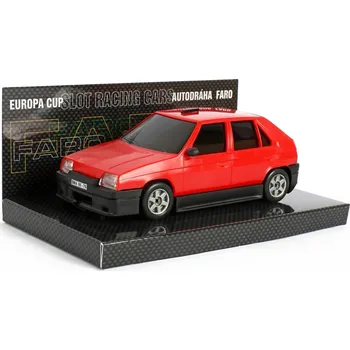 auto na autodráhu Favorit City, červený - Model SRC 1:28 - motor 12 OOOotk. -K autodráze ITES, FARO, EuropaCup, Gonio .