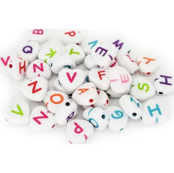 Dětské navlékací korálky Plastový korálek srdíčko - písmeno X