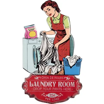 Plechová cedule Plechová cedule - LAUNDRY ROOM, (prádelna), 40x1x70 cm
