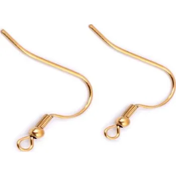 Materiál na výrobu šperku Náušnicové zapínání - afroháček s kuličkou - zlatá (4ks)