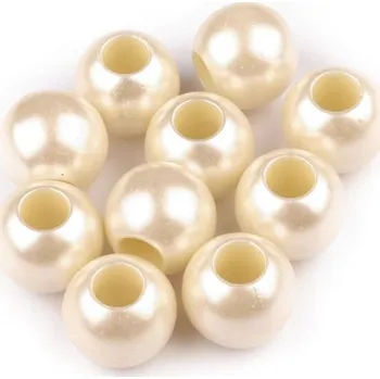 Dětské navlékací korálky Plastové korálky VELKÝ PRŮVLEK - žlutá světlá - 12x14 mm