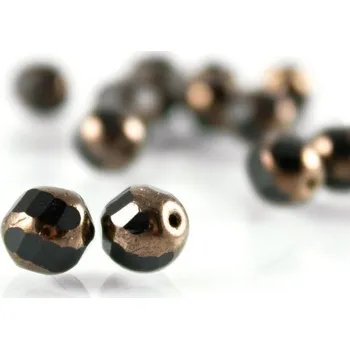 Korálek Korálky broušené/ohňovky - černá - zlatý pokov > Ø4mm (30 kusů)