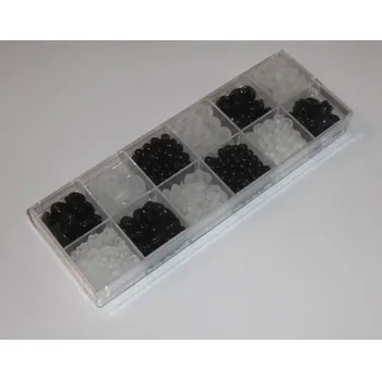 Dětské navlékací korálky Korálky mačkané - MIX v krabičce - bílá-černá