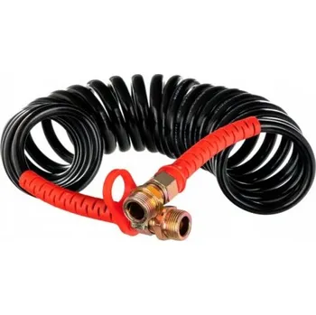 Příslušenství ke kompresoru Pneumatická Spirálová Hadice Černá M22 5,5 M S Červenými Uzávěry MZR 39375