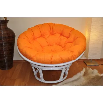 Papasan Ratanový papasan 115 cm bílý Oranžový melír