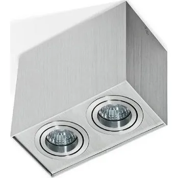 Stropní bodové přisazené svítidlo Azzardo Eloy 2 aluminium AZ1352 GU10 2x50W IP20 18,5cm hranaté hliníkové