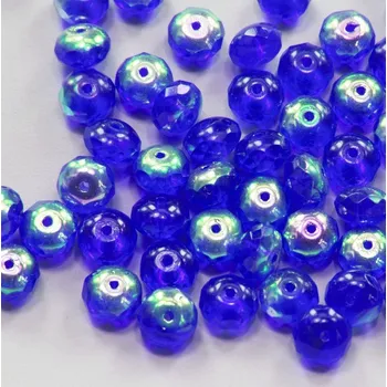 Dětské navlékací korálky Korálky broušené/slavík - modrá tmavá AB lesk > Ø8mm (15 ks)