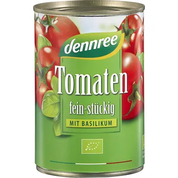 Potravina Rajčata krájená s bazalkou 400 g BIO DENNREE