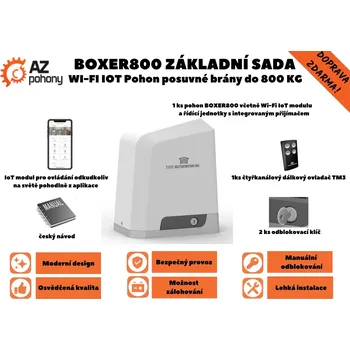 Pohon brány Boxer800 základní sada - Wi-Fi IoT pohon posuvné brány do 800 kg
