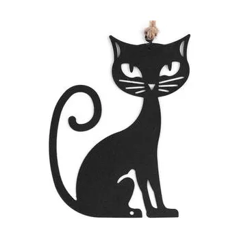 Dekorace černá kovová kočka k zavěšení