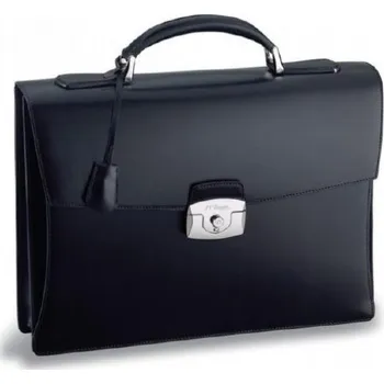 Aktovka na dokumenty S.T. DUPONT - Line D Ebony Black One Gusset Briefcase - Luxusní kožená aktovka