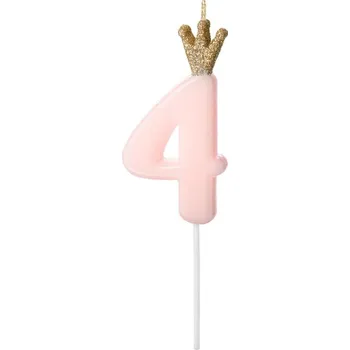 Dortová svíčka PCo Dortová svíčka - číslo 4, růžová 9.5cm