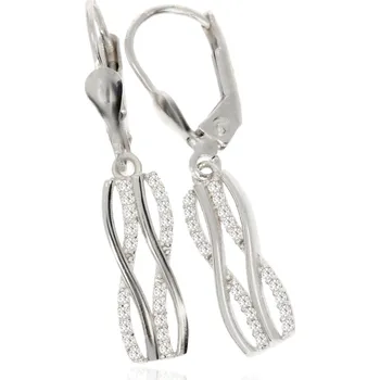 Náušnice Zlatnictví Helios Zirkonové visací náušnice bílé zlato