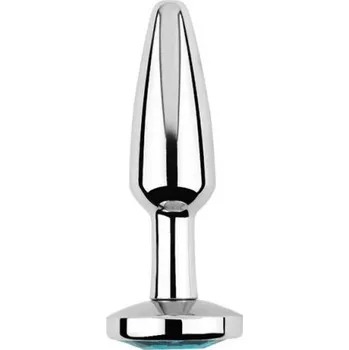 Anální kolík VšeNaSex.cz Ocelový anální kolík Small Wizard (modrý kamínek)