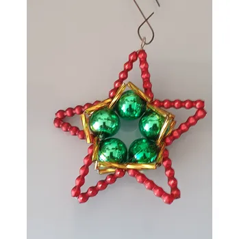 Vánoce Vánoční hvězdička Ø6cm - 3D-zelená/červená