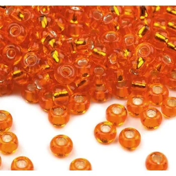 Dětské navlékací korálky Korálky/rokajl s průtahem - oranžová > (6/0) Ø4,1mm (sáček 30g)