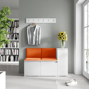 Předsíňová stěna Eka Předsíňová stěna s čalouněnými panely Trinity 25 - Bílá / Okrová 2325