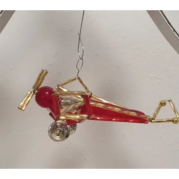 Vánoční ozdoba Vánoční 3D ozdoba - letadlo červená/zlatá