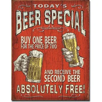 Plechová cedule Today's Beer Special - plechová retro cedule 40x32 cm Pivní spec