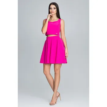 Krátký volný top s rozšířenou sukní set 2v1 M572 Barva: Fuchsiová, Velikost: S