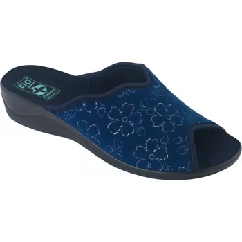 Dámská obuv Dámské pantofle přezůvky ADANEX Silvia 27692 modré se stříbrnými květy otevřená špička velikost: 39