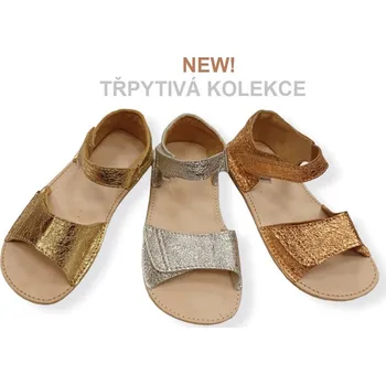 Dívčí sandály Mirrisa - elegantní společenské dívčí barefoot sandálky se třpytem ve 3 barvách 32