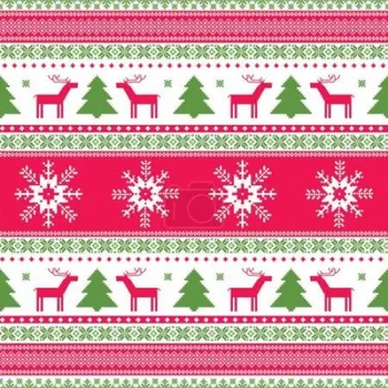 Softshell potisk , norský - pletený vzor, stromečky a jeleni, bílý podklad, metráž, látka , funkční materiál