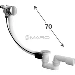 Plast Brno Sifon vanový automat s napouštěním přepadem eco se zátkou 42 mm s přepadem 700 mm, odpad 40/50 mm, mosaz/chrom, EVNE057