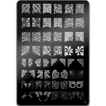 Velká XL razítkovací destička na nehty - Ornamenty Y (cca 56 vzorů na destičce) (Razítkovací podložka na nehty )