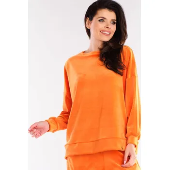 Dámská mikina Velurová oversize mikina s kulatým výstřihem A410 Barva: Oranžová, Velikost: ONE SIZE