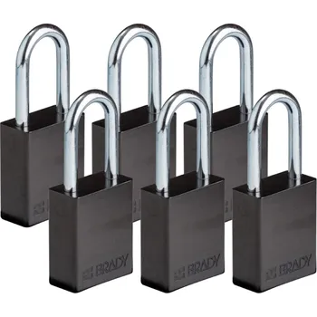 Visací zámek Hliníkový zámek s ocelovým okem SafeKey standard,černá,6 ks