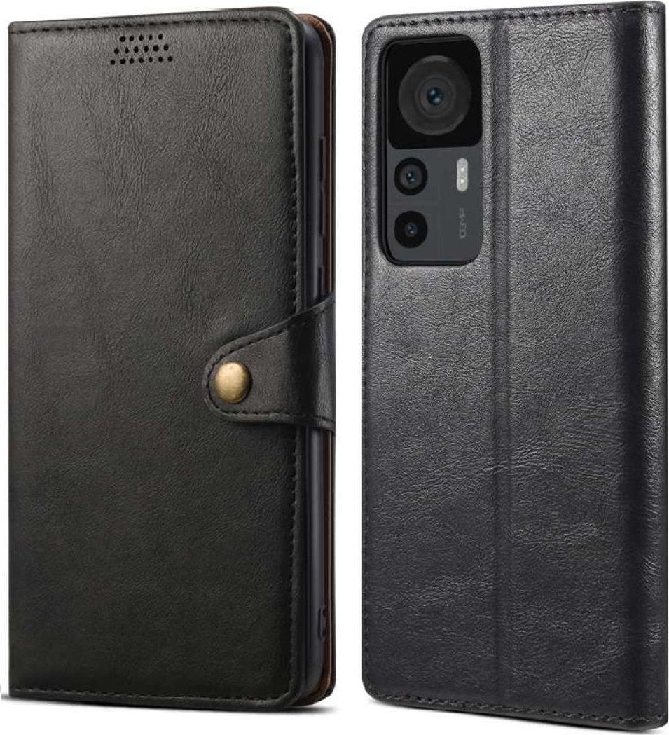 Custodia A Libro Con Portafoglio Per Xiaomi 12T / 12T Pro - Flip Magnetica In TPU Antiurto E Sintetica, Elegante Nero