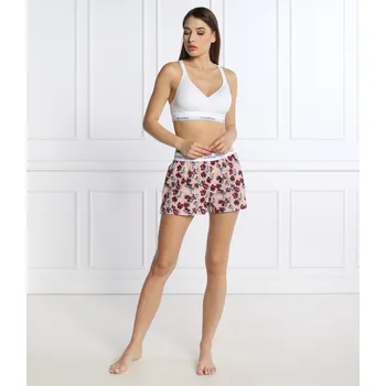 Pánské pyžamo Dámské pyžamové kraťasy QS6080E 1F7 - meruňková/kytičky - Calvin Klein XS meruňková