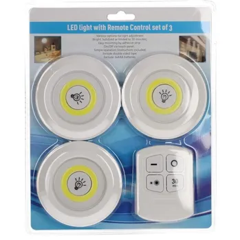 Noční světlo LED světlo s dálkovým ovladačem bílé 3 ks