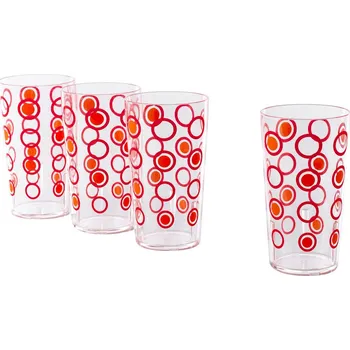 Sklenice Sklenice 3+1 červeno-oranžové