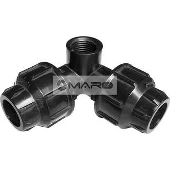 rozdělovač topení Plas-fit Koleno svěrné plastové 3D s odbočkou s vnitřním závitem na PE trubky 20 x 1/2" x 20 mm, 15020Z9201