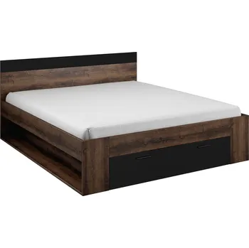 Postel Recenze Minimalistická postel Betty s úložným prostorem 160 x 200 cm tmavě hnědá/černá