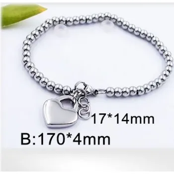 Řetízek Ocelový náramek - přívěsek srdce -170x4mm