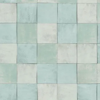 Tapeta Zeleno-šedá geometrická vliesová tapeta s vinylovým povrchem 45717 Zellige, Marburg